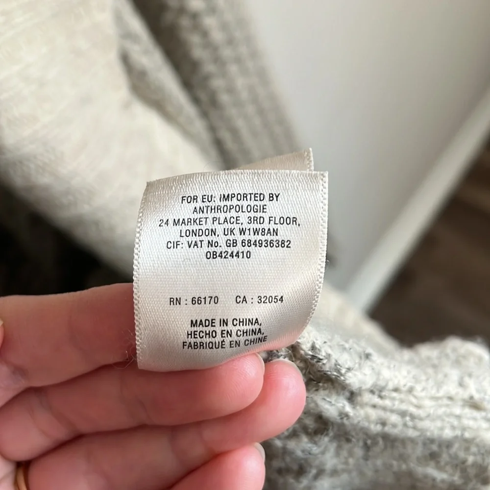 Sleeping on Snow Anthropologie Long Wool Blend Hooded Cardigan Duster Size M - Picture 6 of 9